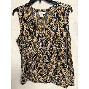 LIZ CLAIBORNE Women's Lightweight printed sleeveless button Top Size L Preowned
